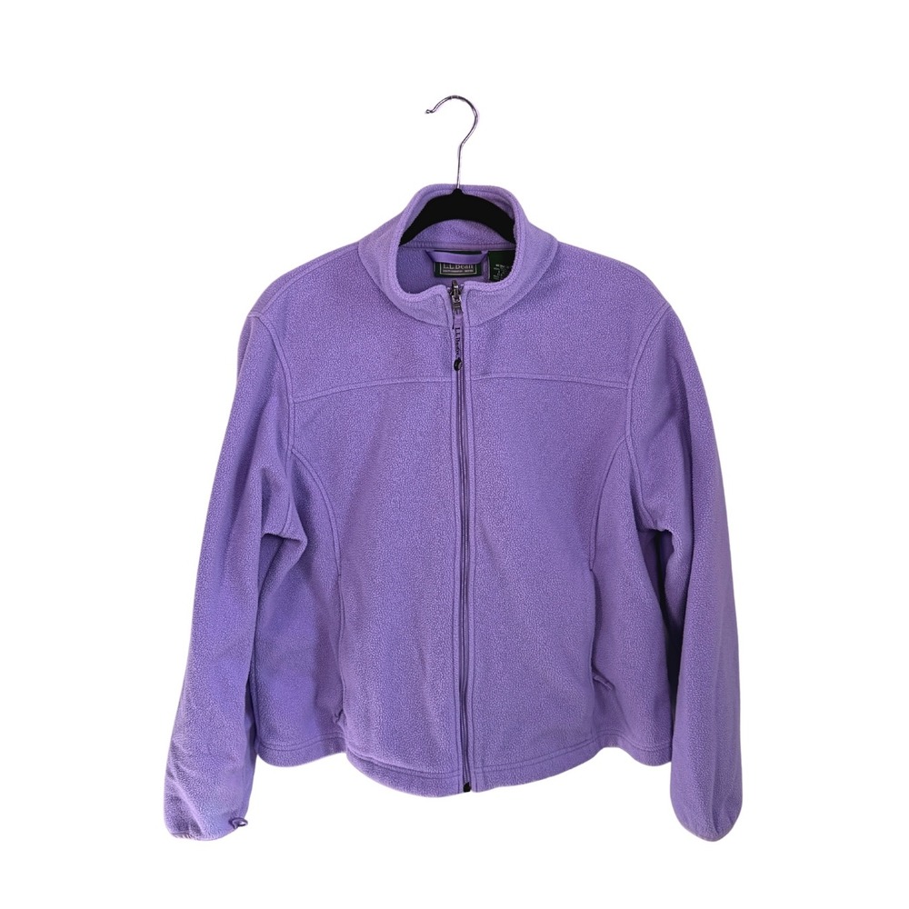 LL Bean Womens Large Purple Full Zip Fleece Jacket Mock Neck 0BCY8